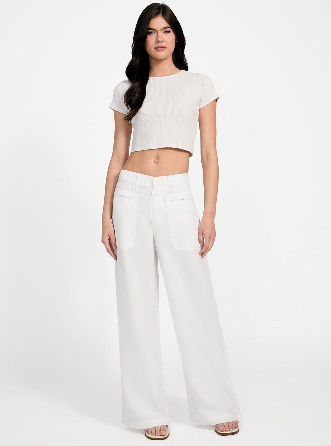 GUESS Womens White Quinn Parachute Pants W5YB50WG8N0 Full View