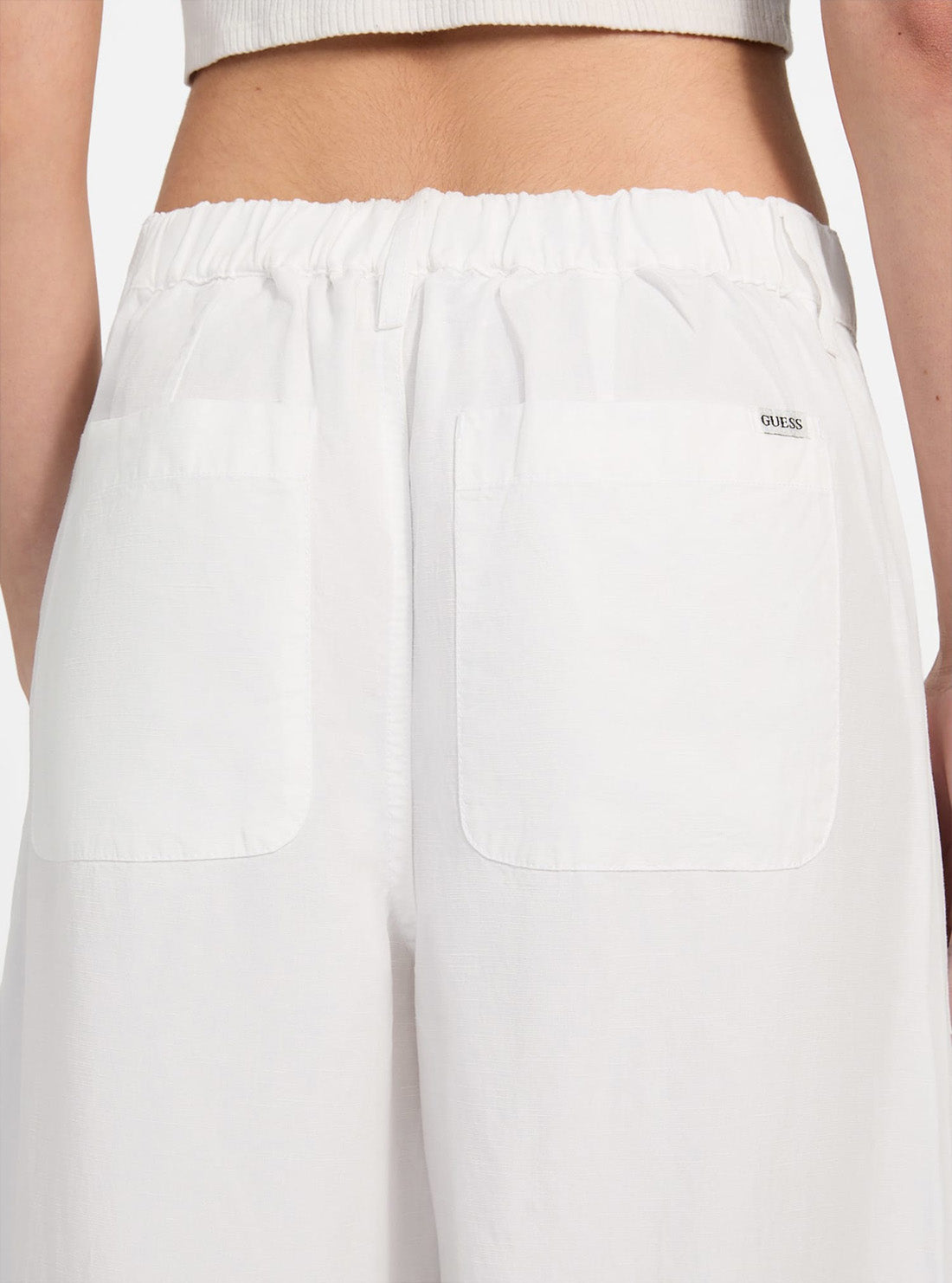 GUESS Womens White Quinn Parachute Pants W5YB50WG8N0 Back Detail View