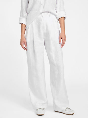 GUESS Womens Eco White Jenny Wide Leg Linen Pant W5YB67WCWA0 Front View