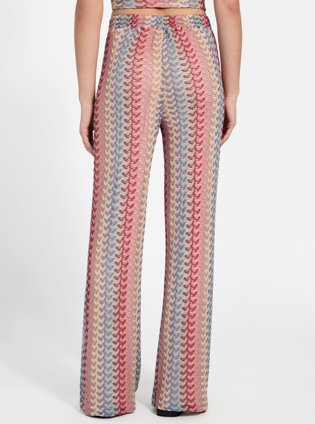 GUESS Womens Multi Fearne Wide Leg Knitted Pants W5YB73KK620 Back Detail View