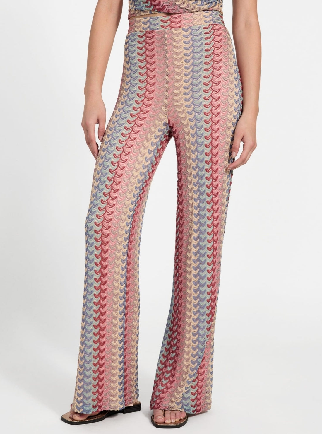 GUESS Womens Multi Fearne Wide Leg Knitted Pants W5YB73KK620 Front View