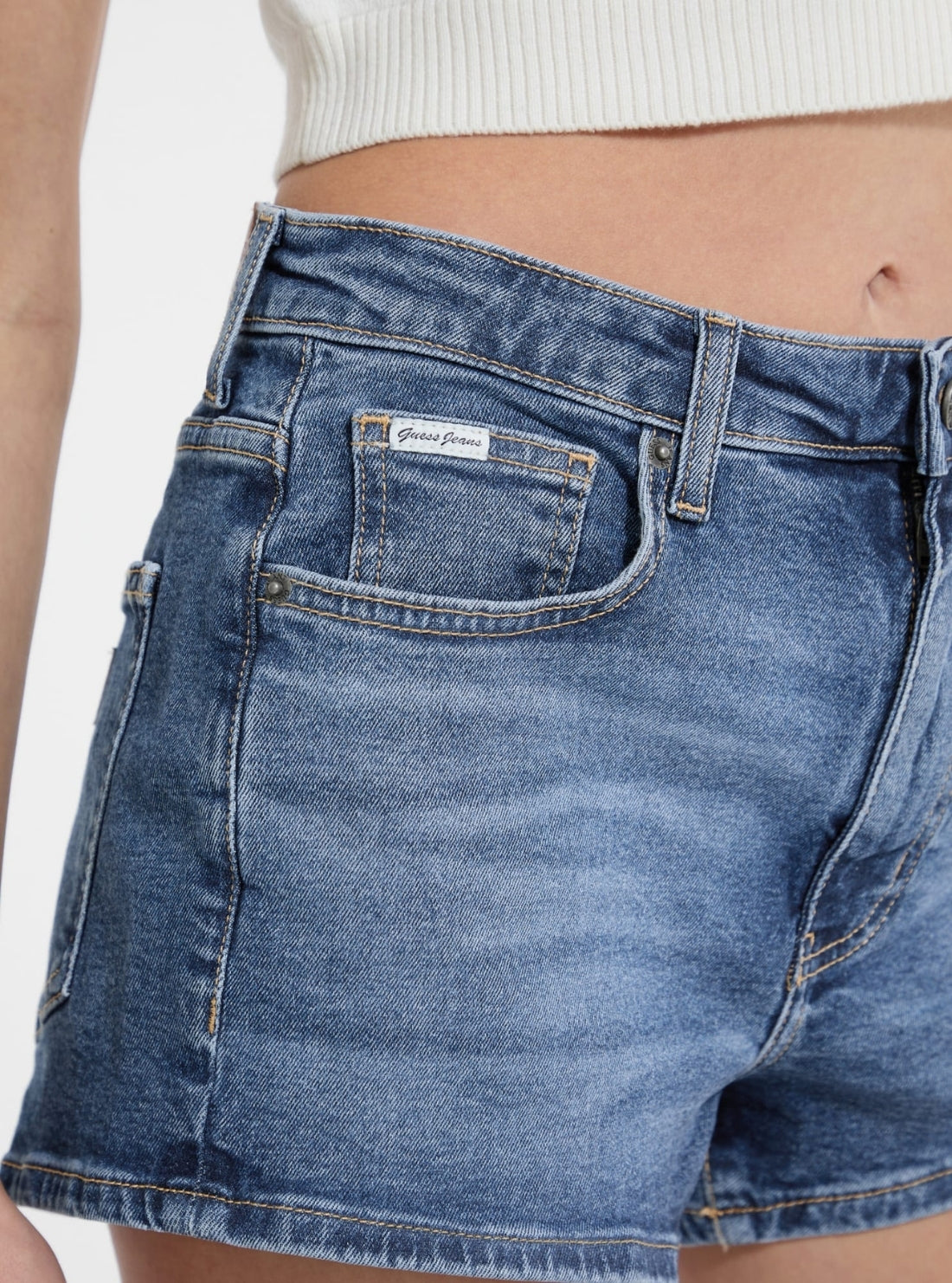 Guess Jeans Blue High-Waist Vintage Shorts W5YD0YD5R11 Detail View