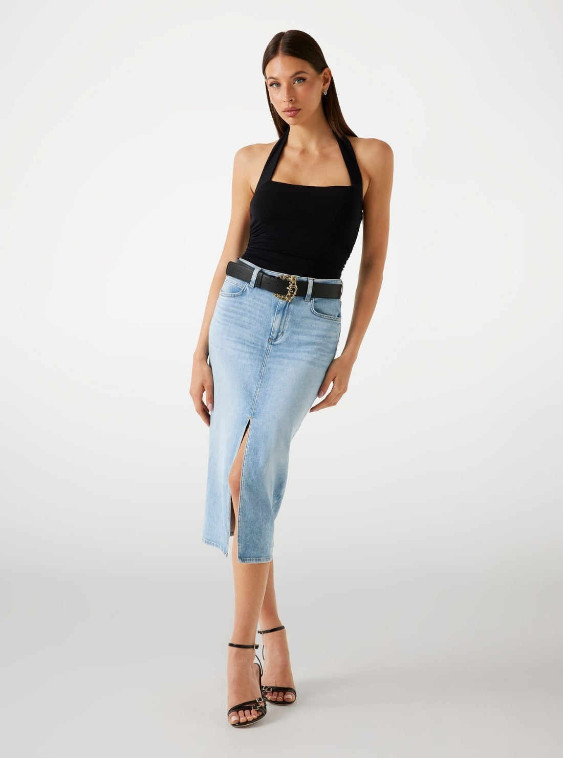 GUESS Womens Blue Mila Denim Skirt W5YD1LD5QQ0 Full View