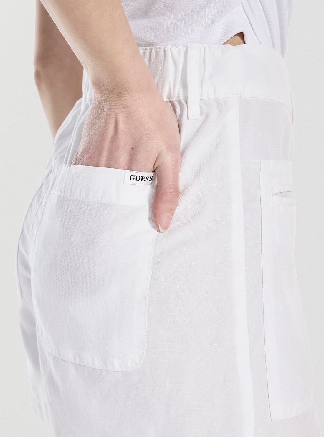 GUESS Womens White Quinn Shorts W5YD1QWG8N0 Back Detail View