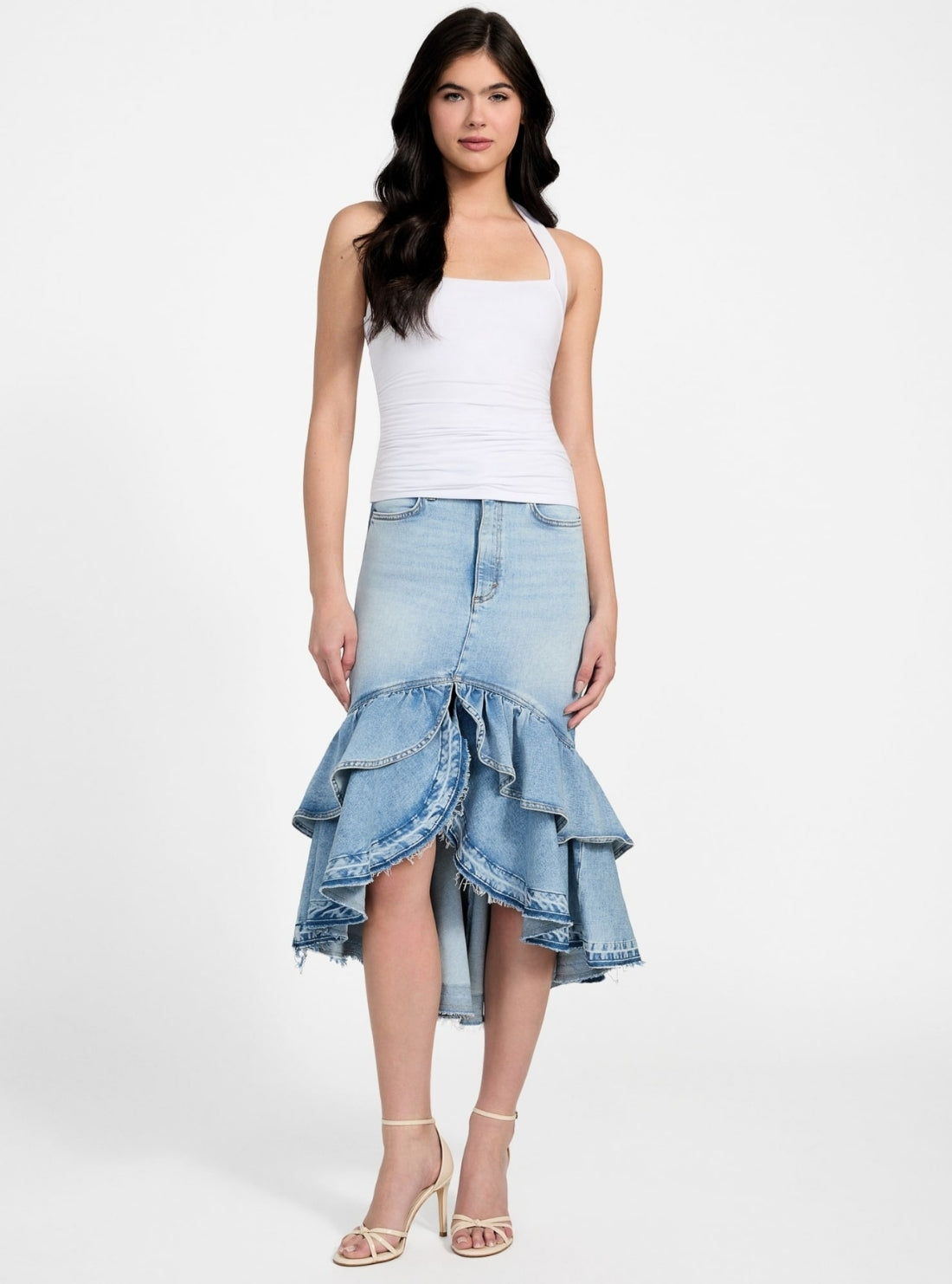 GUESS Womens Blue High-Rise Marina Denim Skirt W5YD32D5QQ0 Full View_2