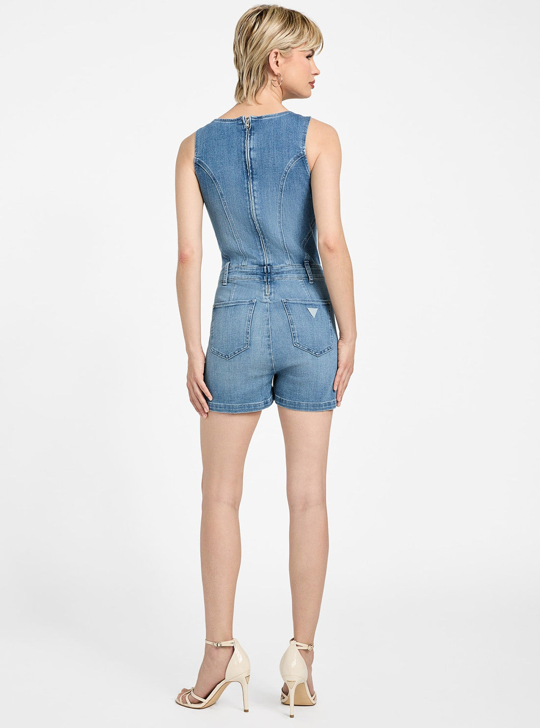 GUESS Womens Eco Blue Sunni Denim Romper W5YD73D4LU0 Back View