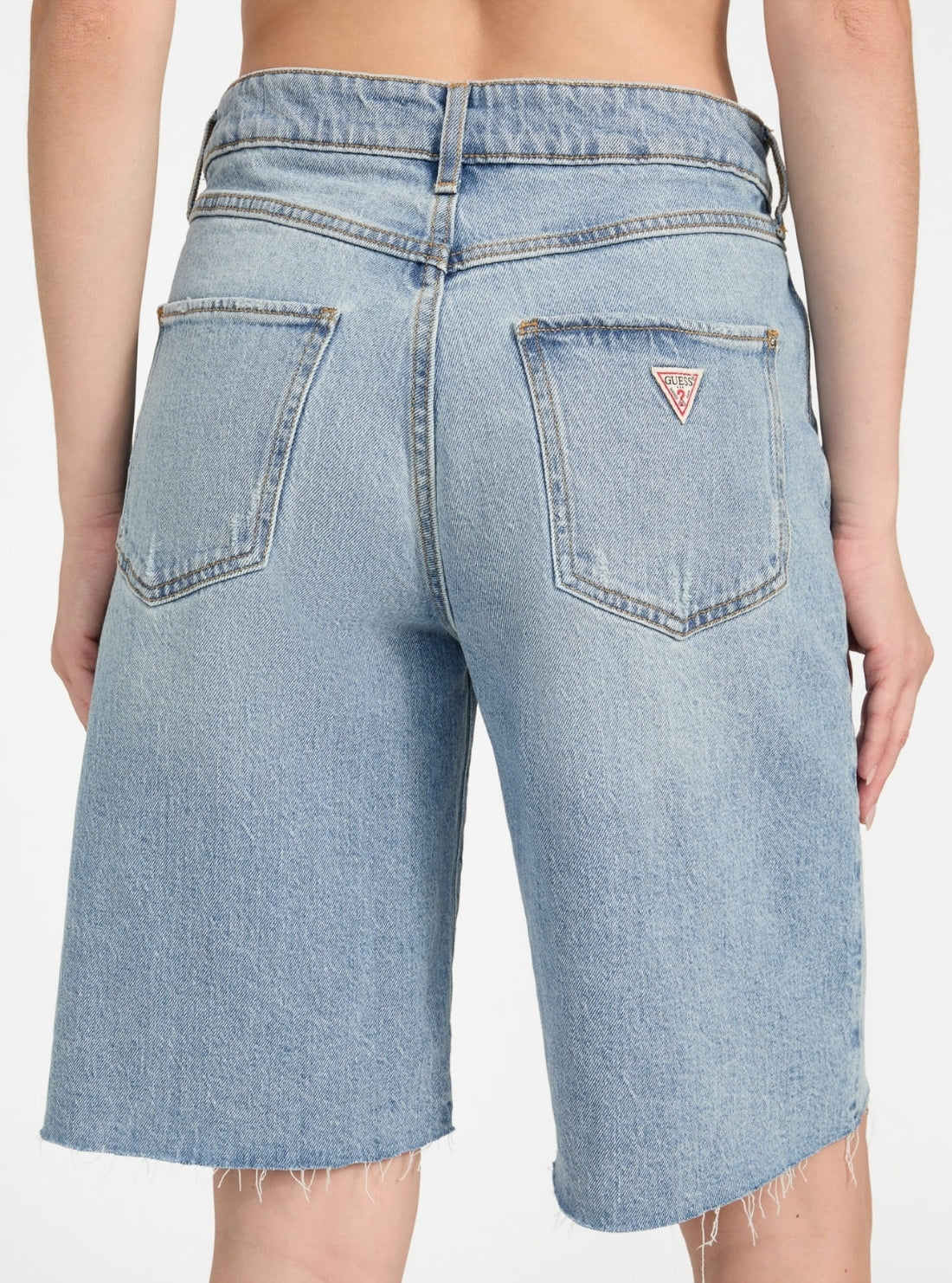 GUESS Womens Blue Kai Wide Leg Denim Shorts W5YD75D4K30 Back Detail View