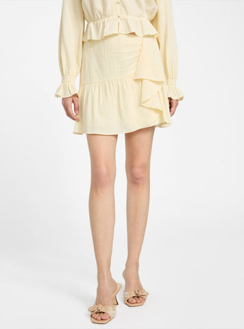 GUESS Womens Yellow Shaelo Gauze Mini Skirt W5YD84WHEK0 Front View