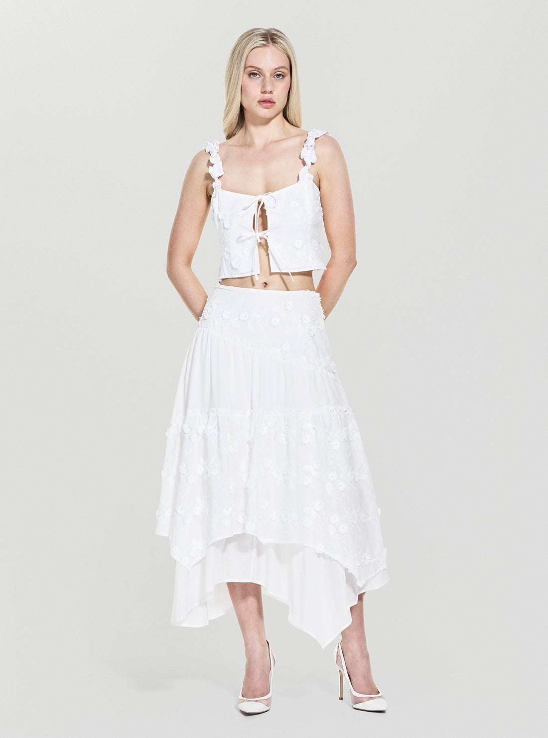 GUESS Womens White Zurey Maxi Skirt W5YD93WHAJ0 Full View