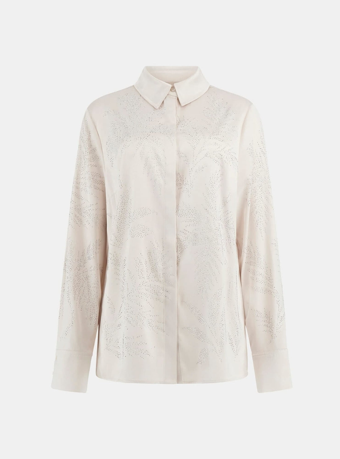 GUESS Womens White Agnes Hotfix Shirt W5YH40WFQC2 Flatlay