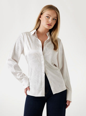 GUESS Womens White Agnes Hotfix Shirt W5YH40WFQC2 Front View