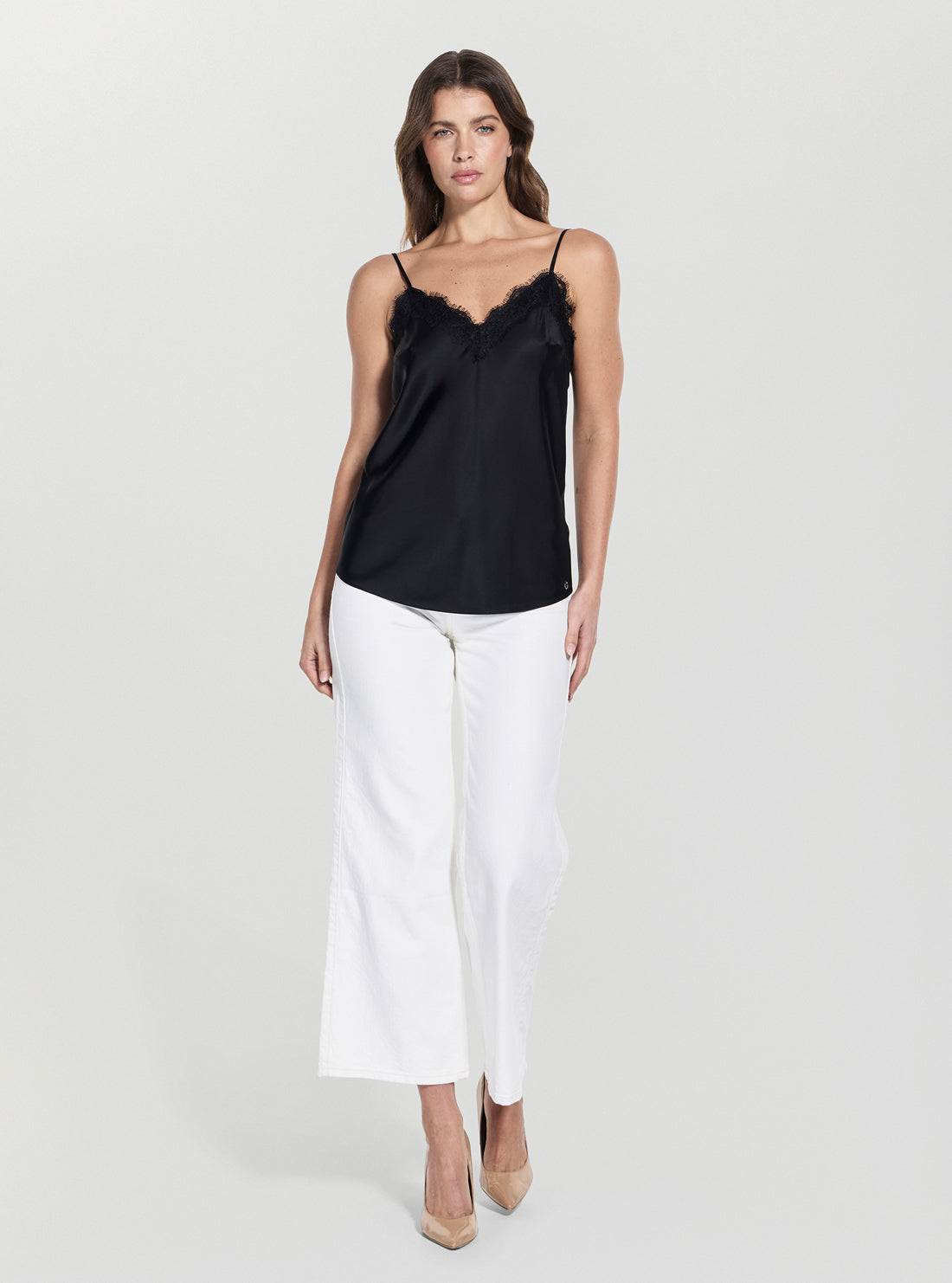 GUESS Womens Black Tullia Camisole Top W5YH65WHEZ2 Full View