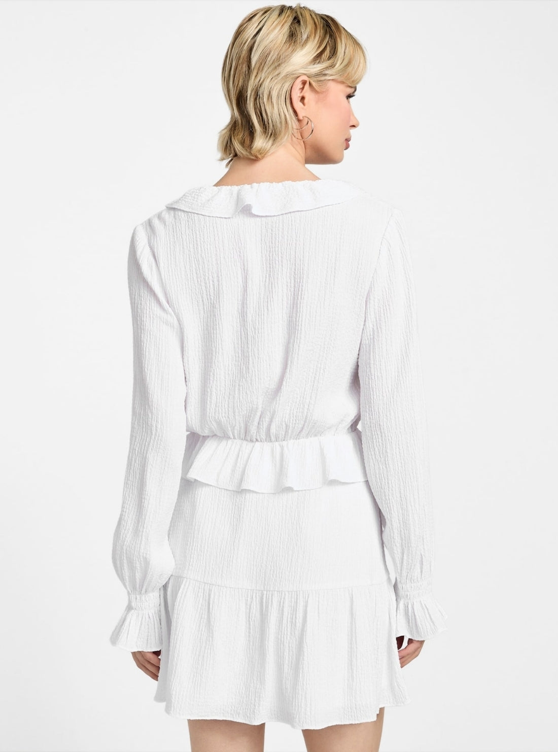 GUESS Womens White Shaelo Long Sleeve Top W5YH69WHEK0 Back View