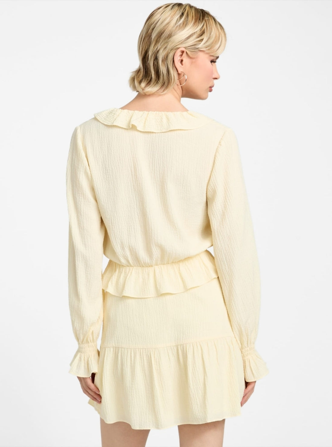 GUESS Womens Yellow Long Sleeve Shaelo Top W5YH69WHEK0 Back View