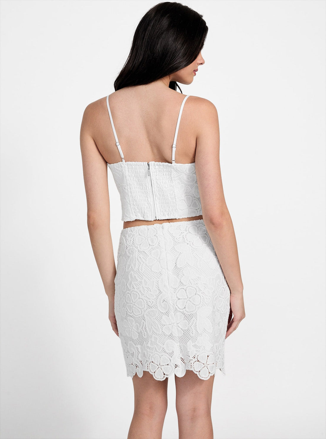 GUESS Womens White Delilah Crochet Lace Top W5YH71WHEP0 Back View