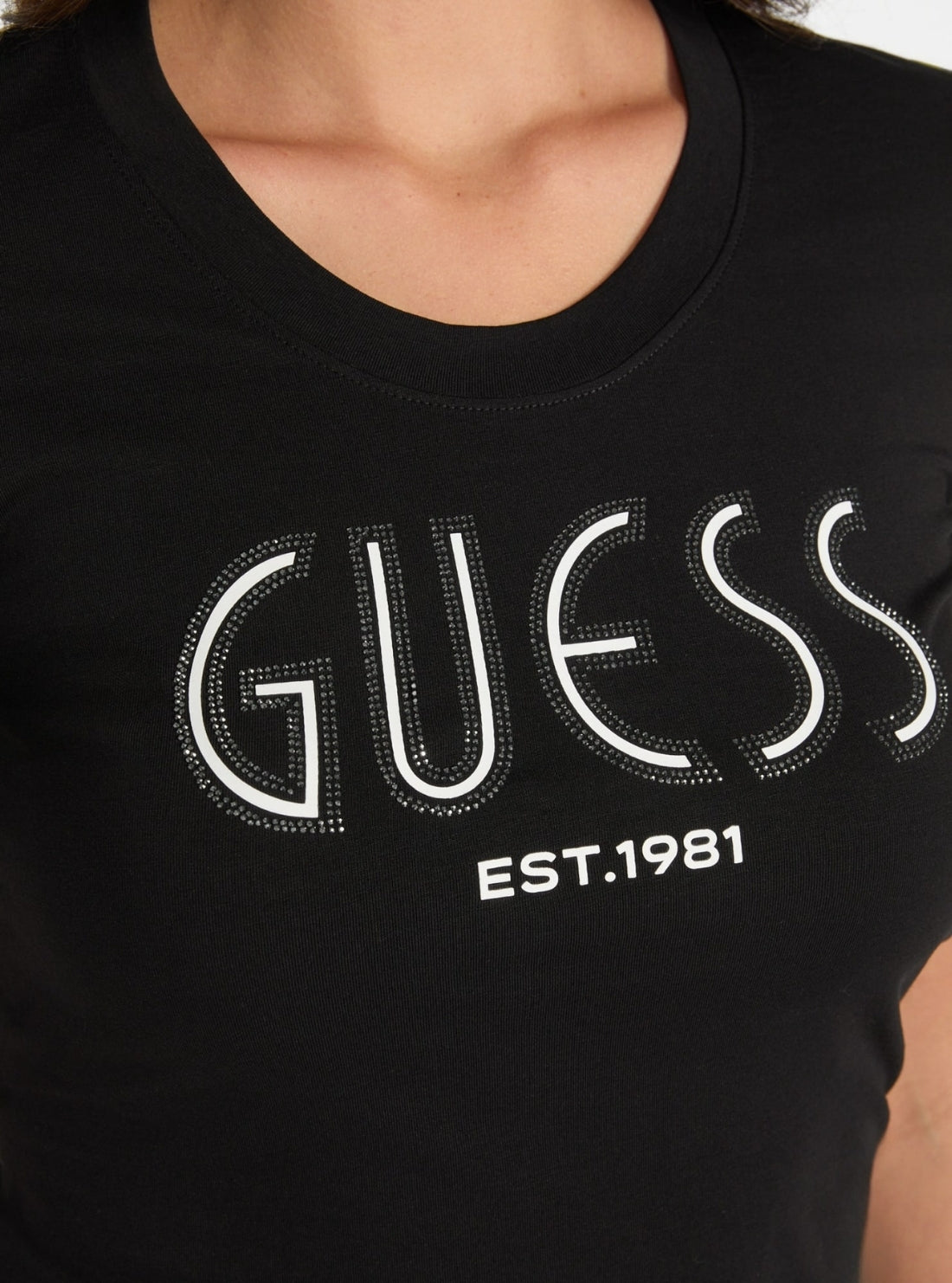 GUESS Womens Eco Black Logo Signature T-Shirt W5YI05J1314 Detail View