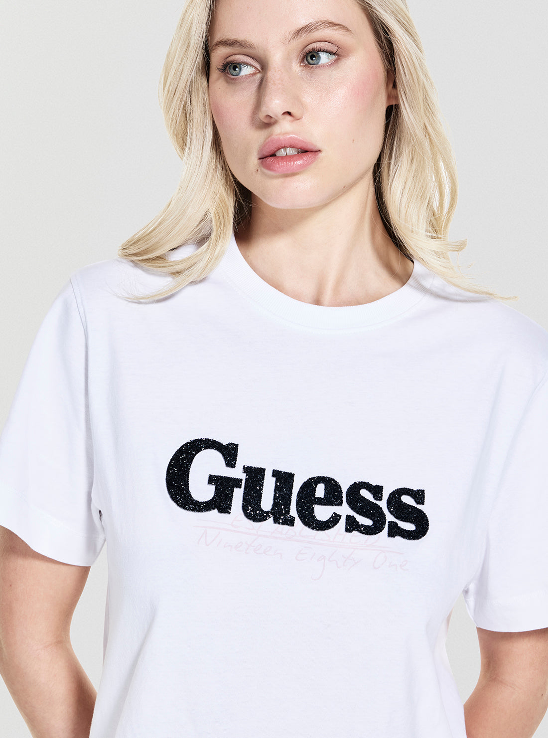 GUESS Womens Eco White Tour Dates T-Shirt W5YI07I3Z14 Detail View