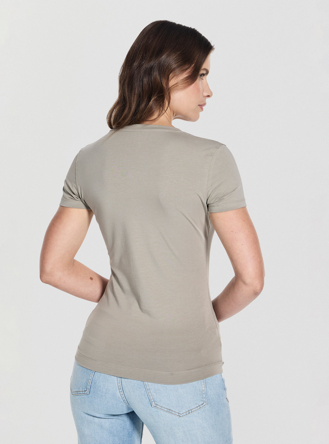 GUESS Womens Green Triangle Flowers T-Shirt W5YI08J1314 Back View