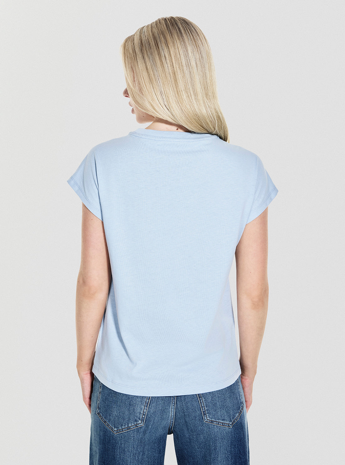 GUESS Womens Blue Shaded Hotfix T-Shirt W5YI14I3Z14 Back View