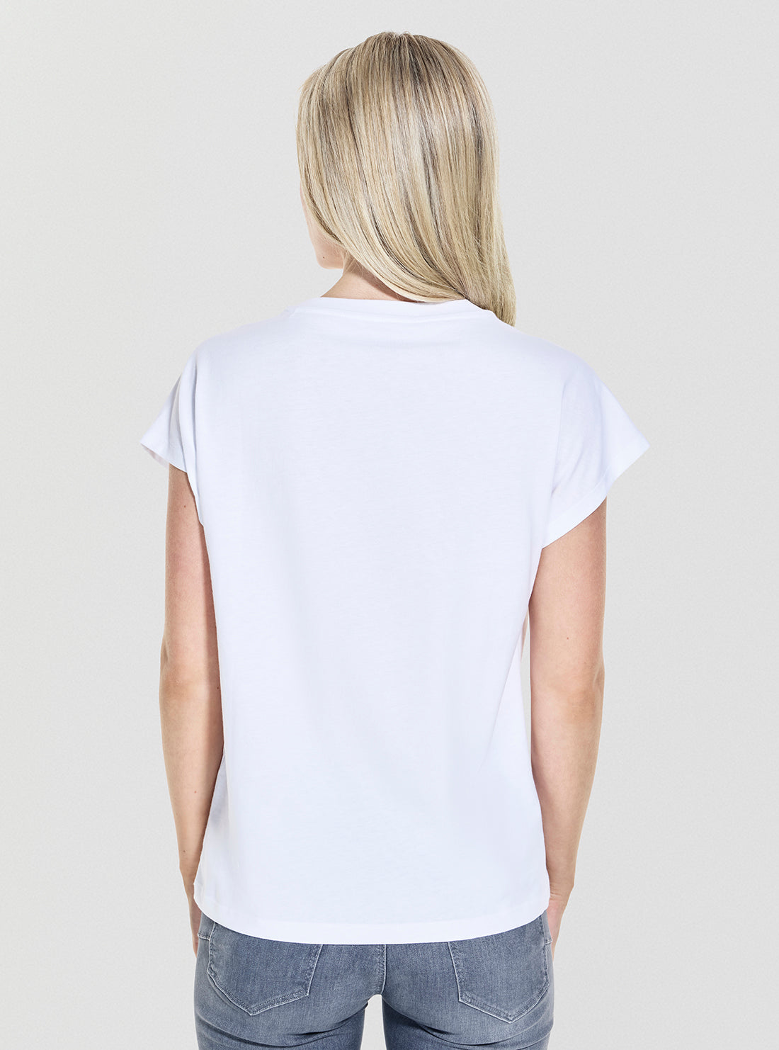 GUESS Womens White Shaded Hotfix T-Shirt W5YI14I3Z14 Back View