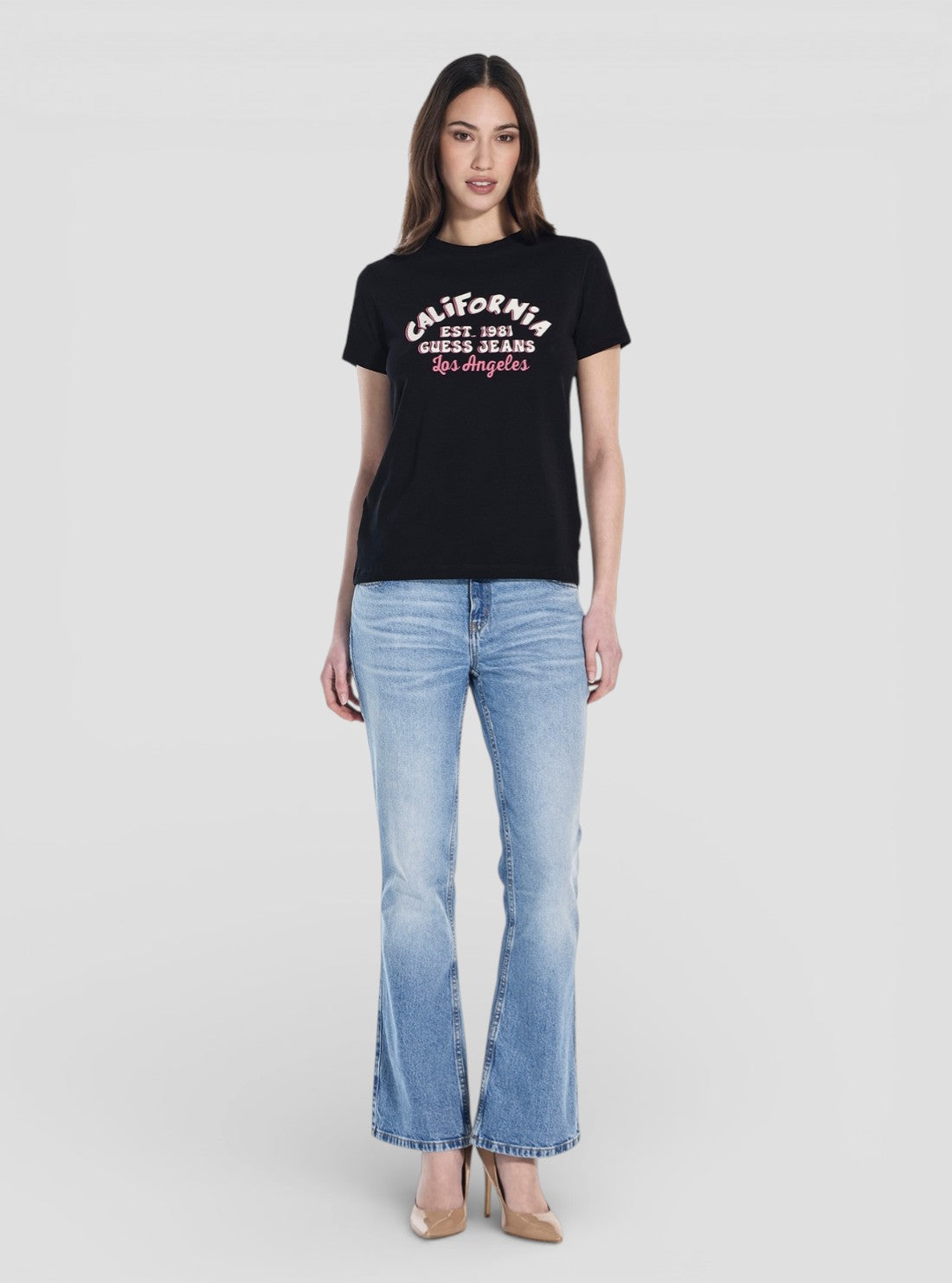 Guess Jeans Black Collegiate Printed T-Shirt W5YI23J1314 Full View