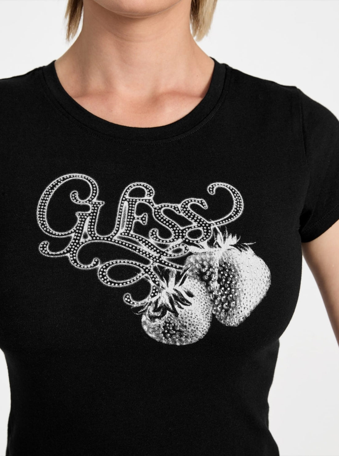 GUESS Womens Eco Black Strawberry R5 T-Shirt W5YI29K49A1 Detail View