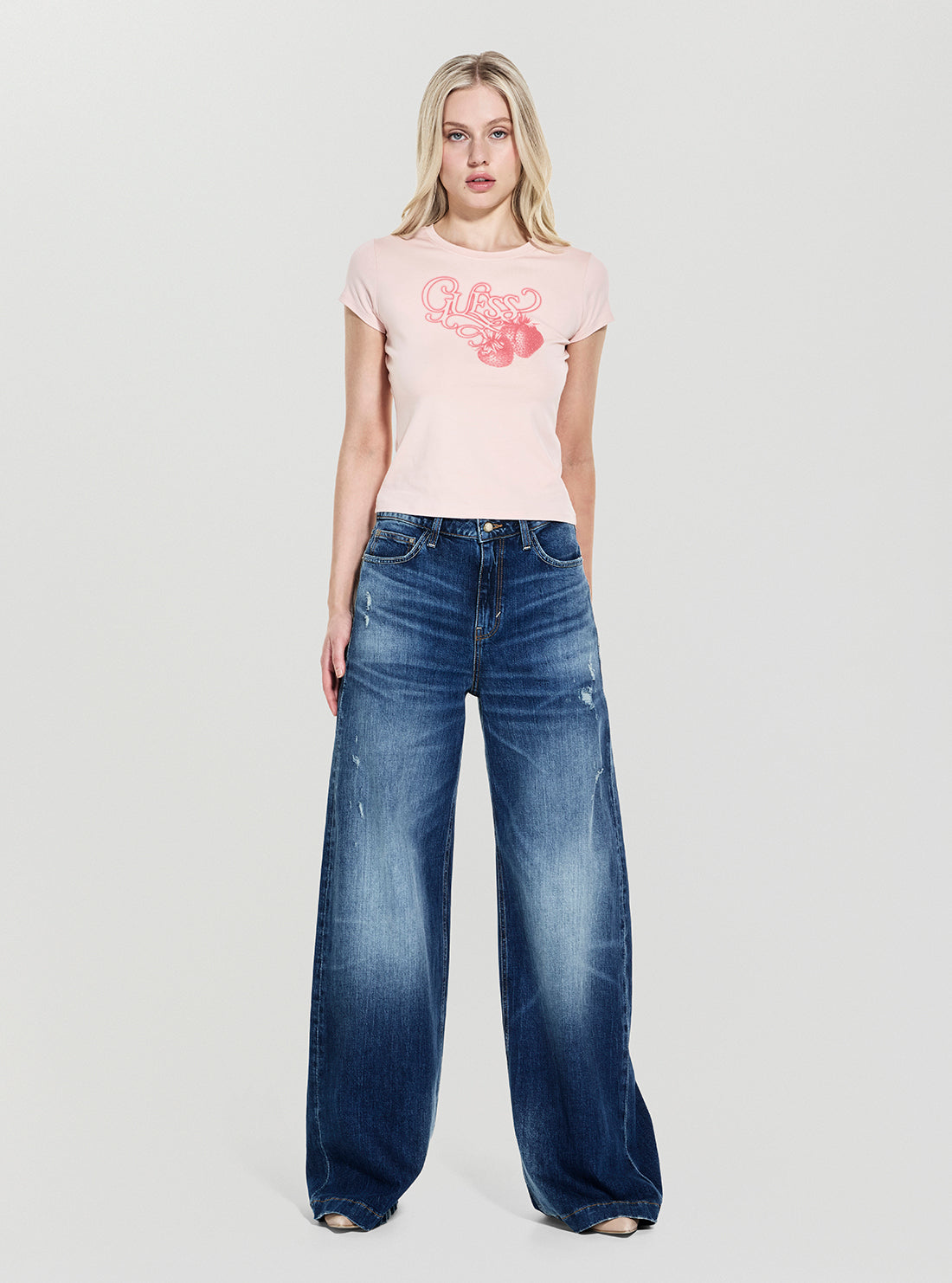 GUESS Womens Eco Pink Strawberry R5 T-Shirt W5YI29K49A1 Full View