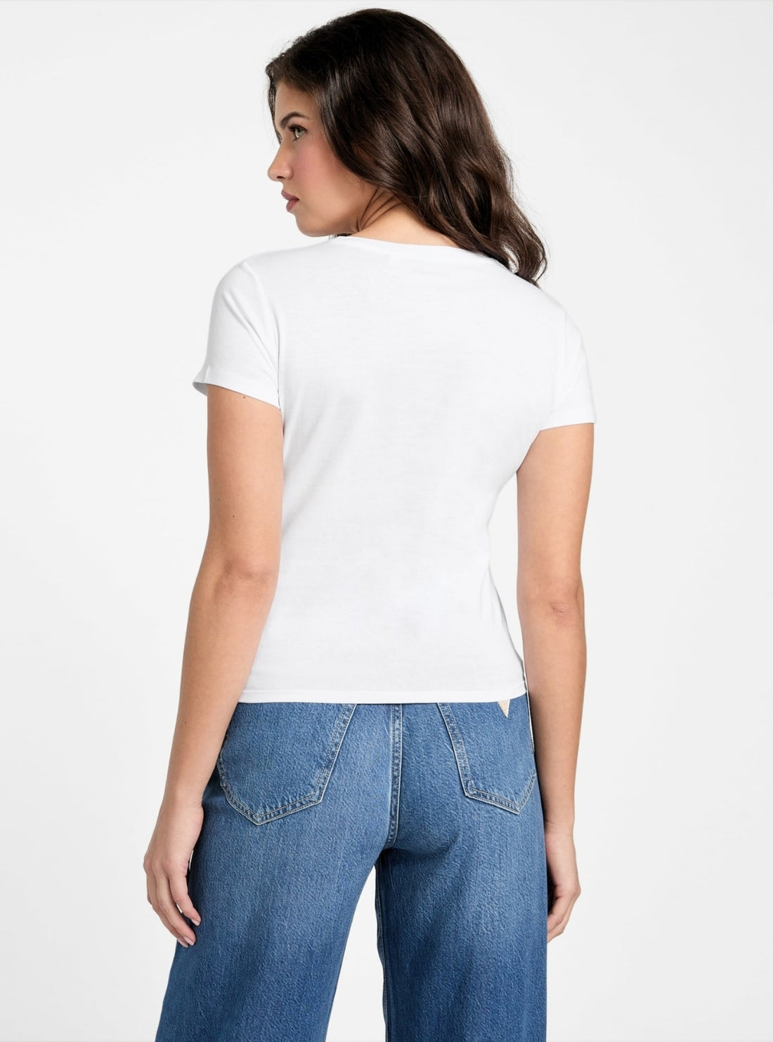 GUESS Womens Eco White Tini Boots Bling Baby T-Shirt W5YI31K9RM1 Back View