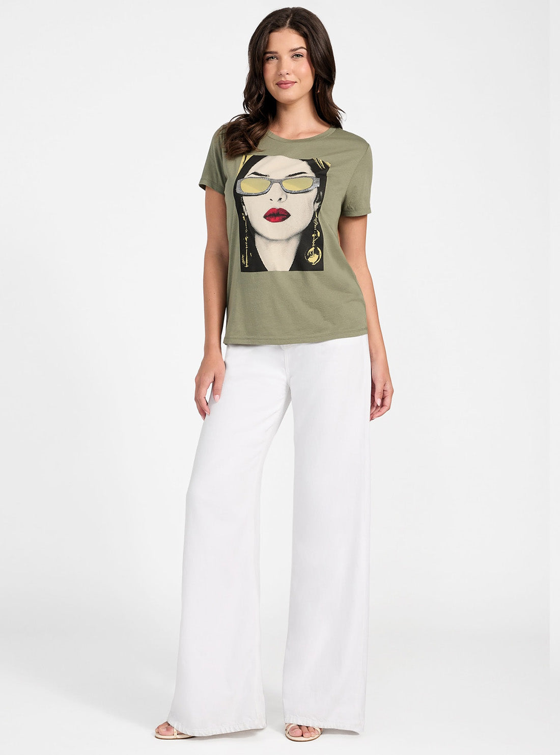 GUESS Womens Green Sunglasses Model Easy T-Shirt W5YI49K7WS0 Full View