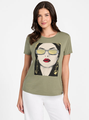 GUESS Womens Green Sunglasses Model Easy T-Shirt W5YI49K7WS0 Front View