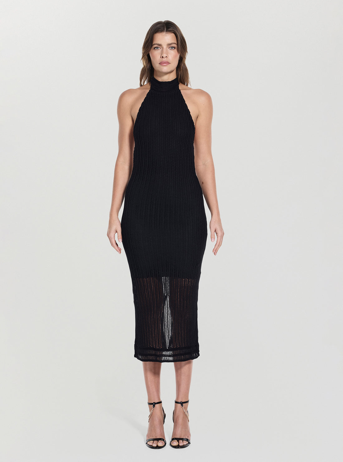 GUESS Womens Black Sleeveless Monyca Midi Dress W5YK0EZ2YL1 Full View