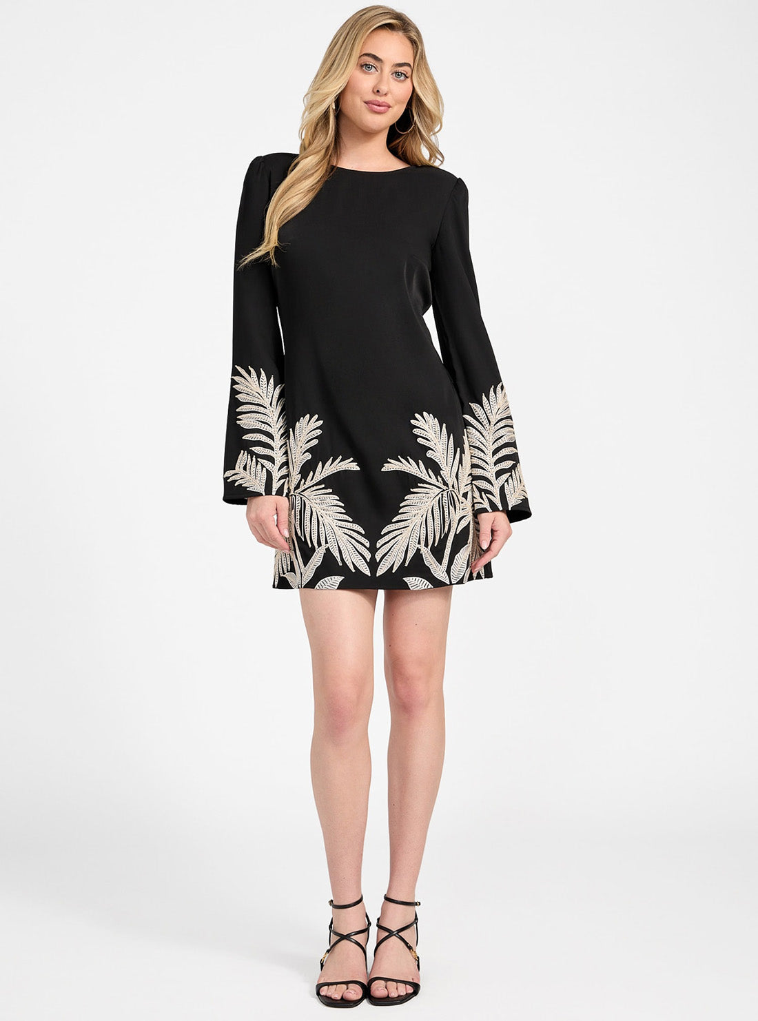 GUESS Womens Eco Black Angele Placed Mini Dress W5YK10WHCU2 Full View