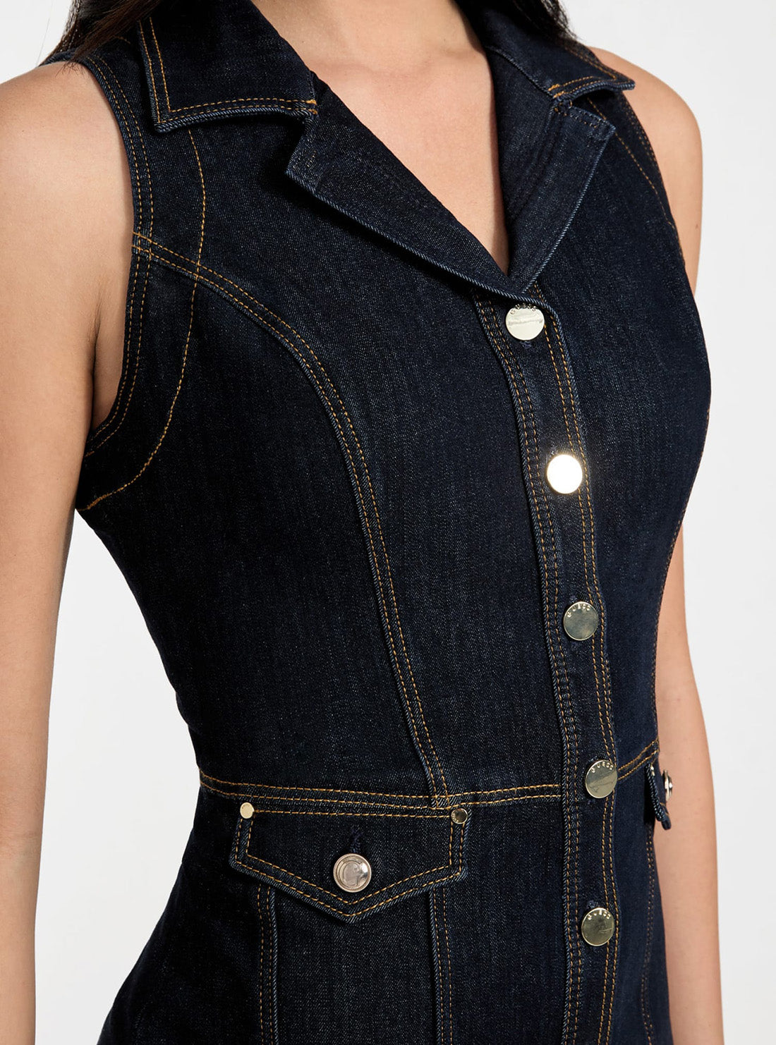 GUESS Womens Eco Blue Destiny Denim Dress W5YK24D5PW1 Detail View