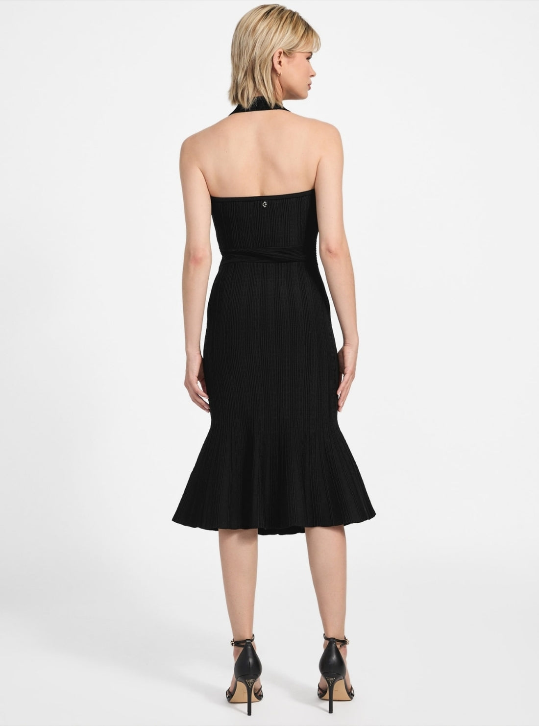 GUESS Womens Black Halter Strap Sofie Midi Dress W5YK39Z2XY0 Back View