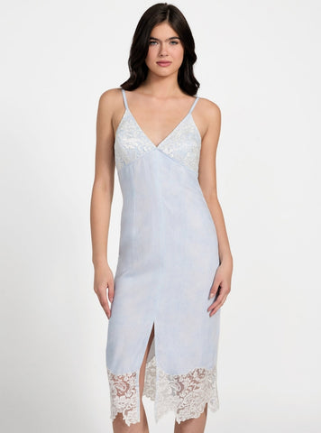 GUESS Womens Blue Aria Denim Midi Dress W5YK41W0310 Front View