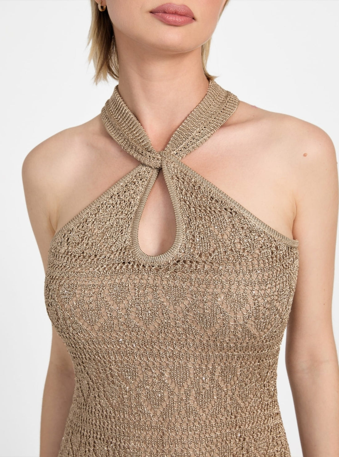 GUESS Womens Brown Cynthia Keyhole Maxi Dress W5YK48Z37G0 Detail View