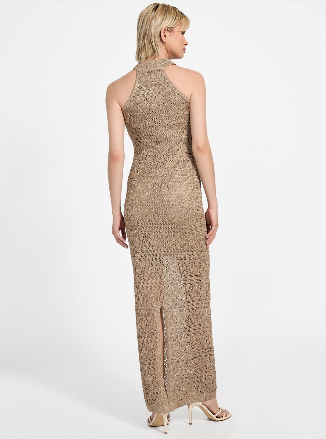 GUESS Womens Brown Cynthia Keyhole Maxi Dress W5YK48Z37G0 Back View