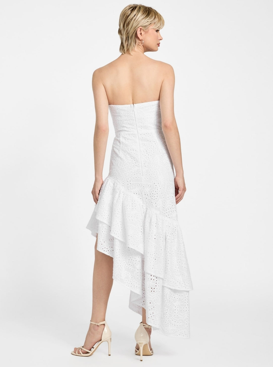 GUESS Womens White Joyce Midi Dress W5YK53WHEU0 Back View