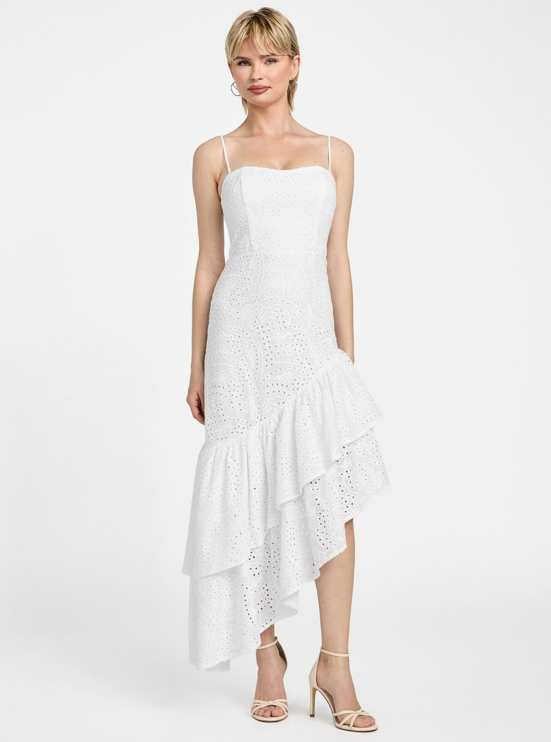 GUESS Womens White Joyce Midi Dress W5YK53WHEU0 Full View