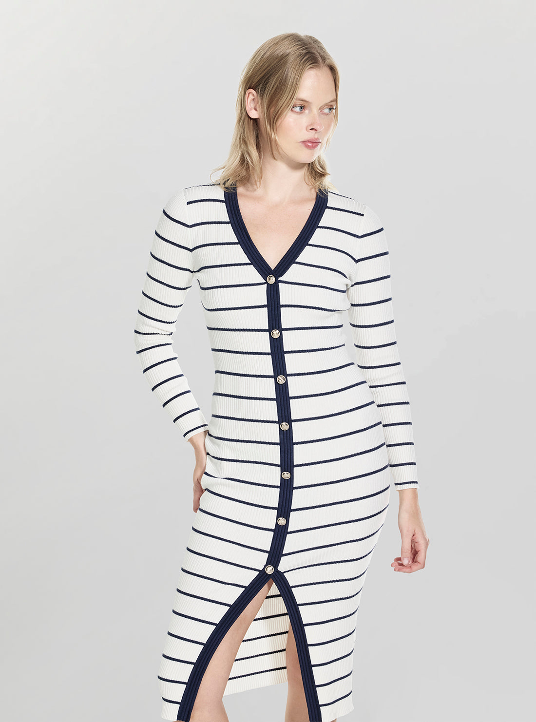 GUESS Womens Eco White Multi Andrea Midi Dress W5YK98Z2YK2 Side View
