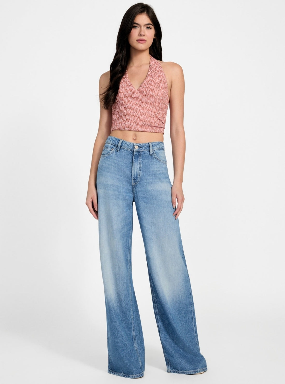 GUESS Womens Eco Pink Naleny Sleeveless Top W5YP18KCYE2 Full View