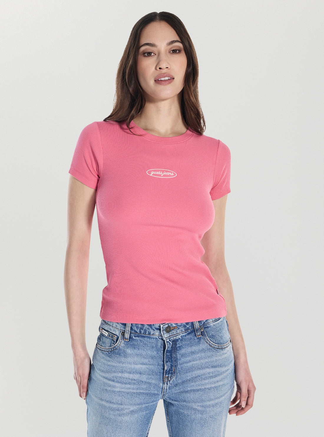 Guess Jeans Pink Slim T-Shirt W5YP37KA0H1 Front View