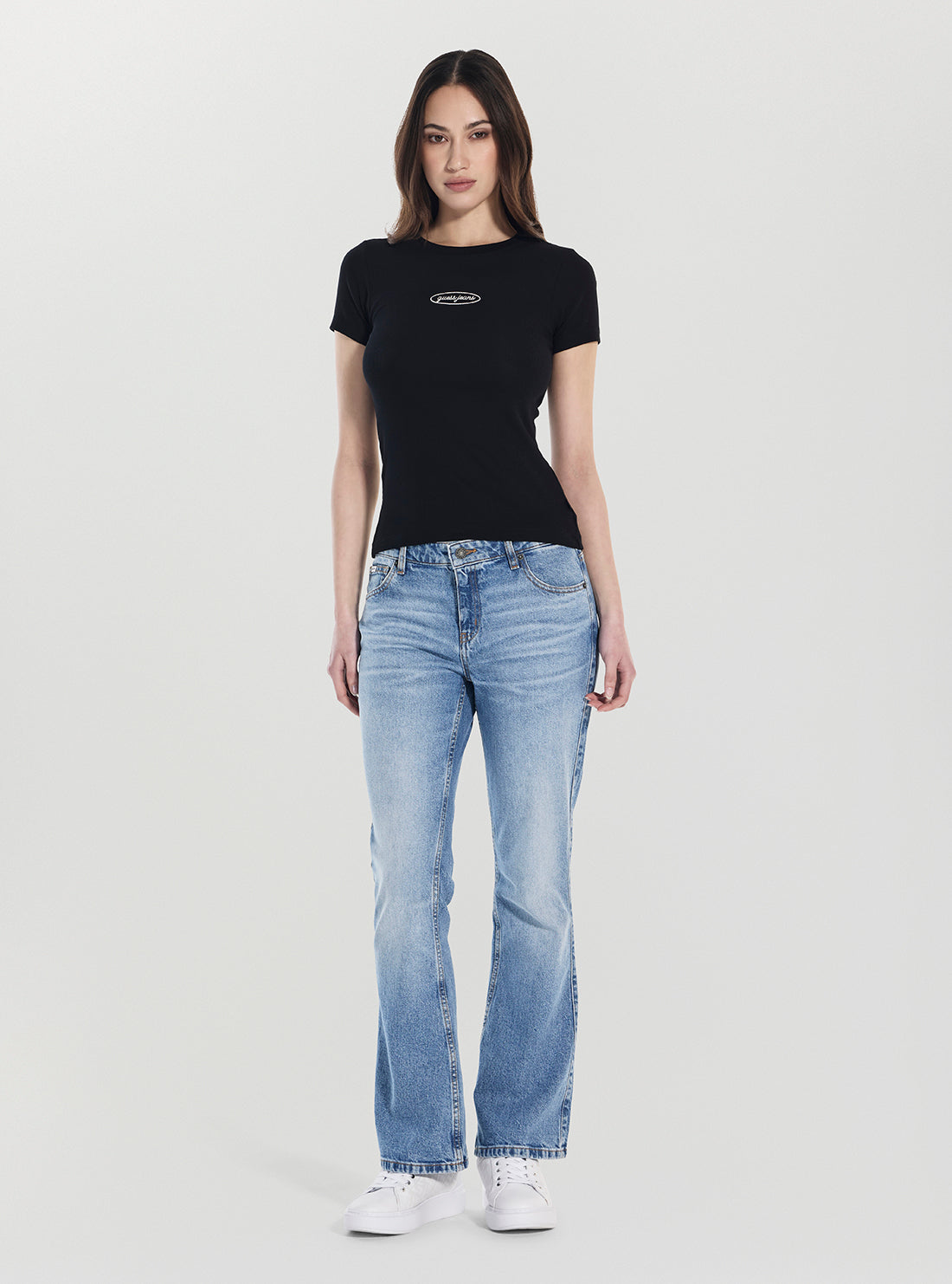 Guess Jeans Black Embroidered Slim T-Shirt W5YP37KA0H1 Full View