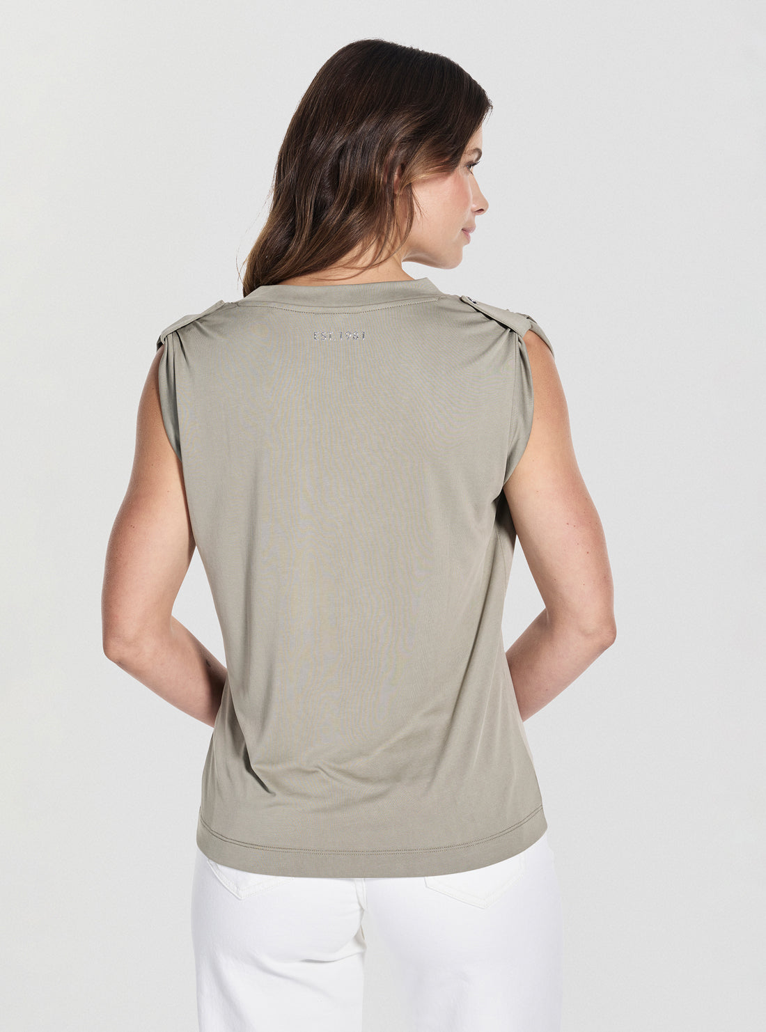 GUESS Womens Green V-Neck Elevated Basic Top W5YP52KCYW2 Back View