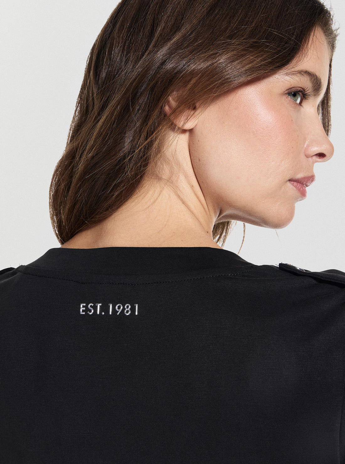 GUESS Womens Black V-Neck Elevated Basic Top W5YP52KCYW2 Back Detail view