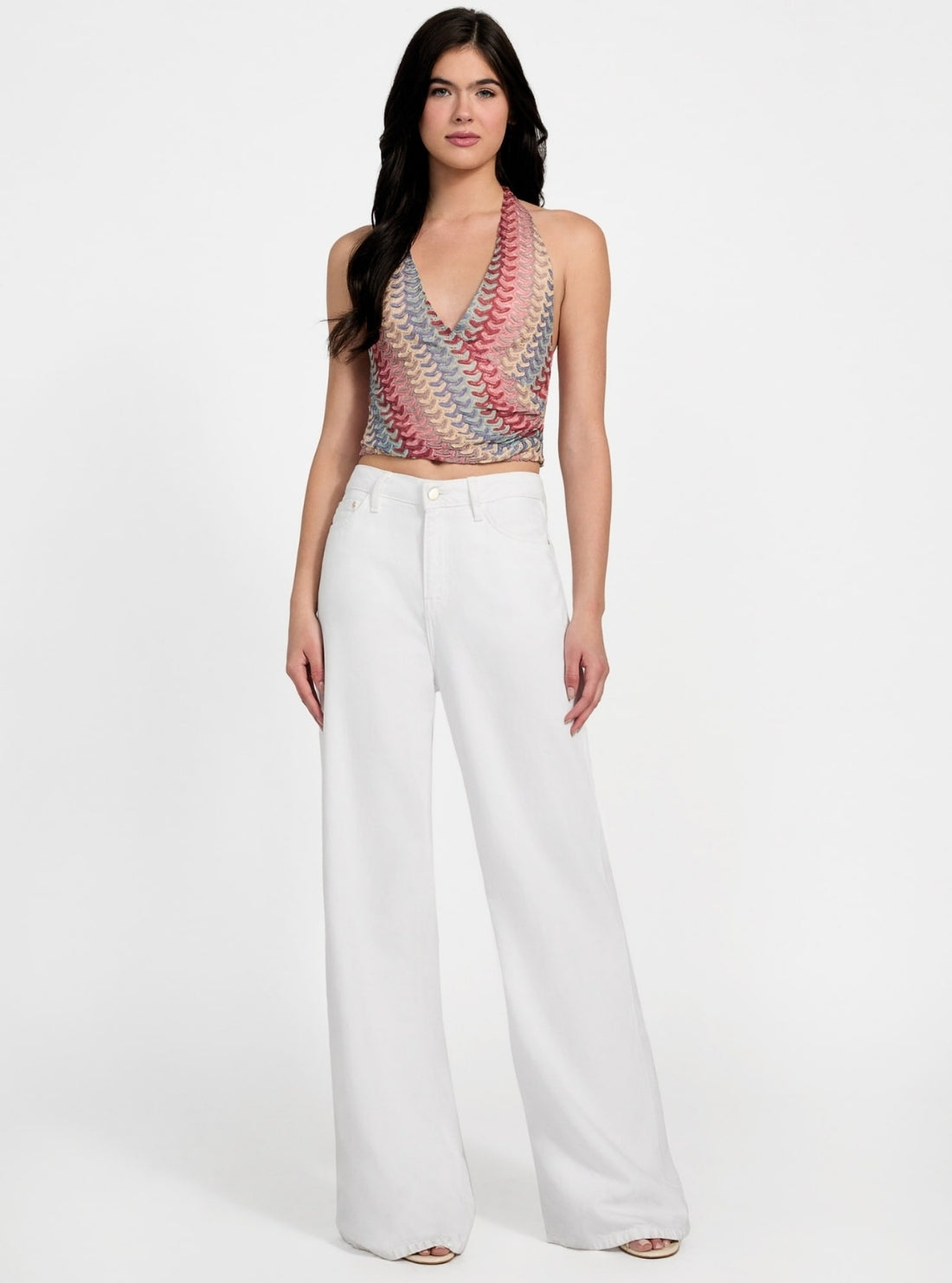 GUESS Womens Multi Fearne Halter Top W5YP59KK620 Full View