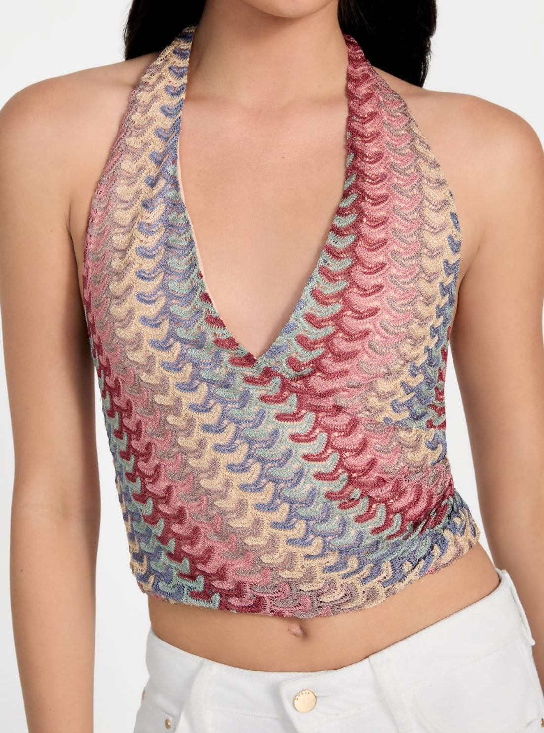 GUESS Womens Multi Fearne Halter Top W5YP59KK620 Front detail View