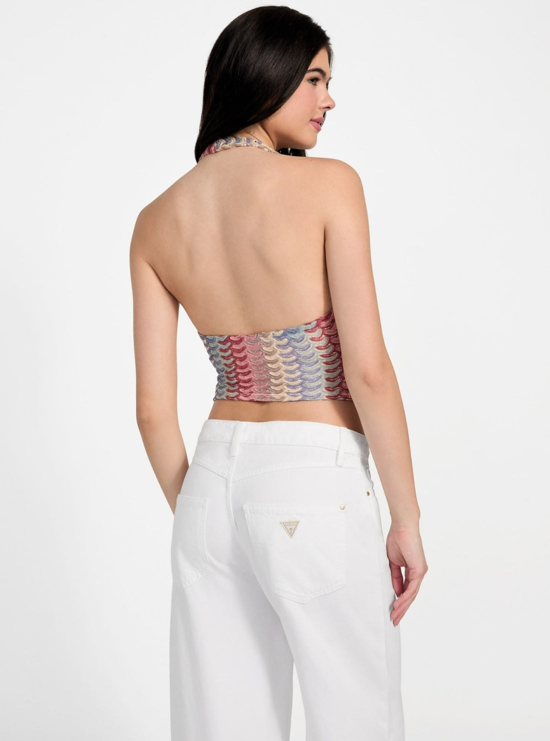 GUESS Womens Multi Fearne Halter Top W5YP59KK620 Back View