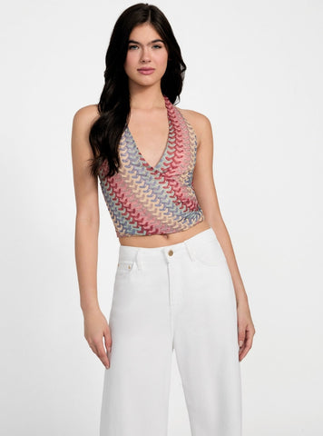 GUESS Womens Multi Fearne Halter Top W5YP59KK620 Front View