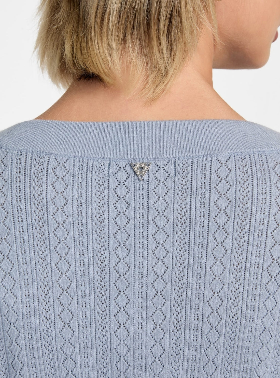 GUESS Womens Eco Blue Lyla Cardigan Knitted Sweater W5YR01Z2ZK2 Back View